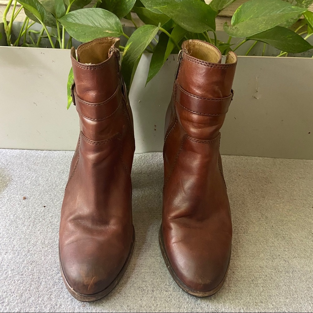 Frye Cognac Leather Buckle Ankle Booties - Picture 4 of 7